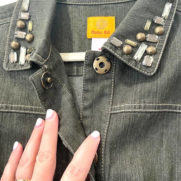 Ruby Rd. Dark Olive Snap Button Down Jacket - Picture 4 of 6